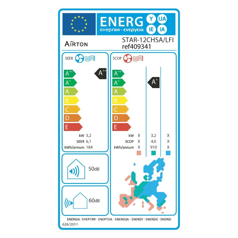 Airton climatiseur réversible mono-split  DC inverter - 3200W + raccordement rapide Readyclim